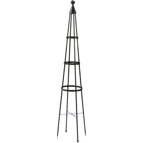 3 Rings Obelisk Wrought Iron Garden Trellis, Freestanding Vertical Plant Support for Vines, Morning Glory, Jasmine, Snap Pea, 61” & 85” H, Black/Graphite