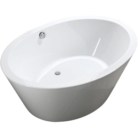 Oakestry Udine 67" Freestanding Acrylic Bathtub with Chrome Drain, Glossy White Seamless Soaking Tub, Fiberglass Reinforced with Leveling Legs, 81 Gal Capacity