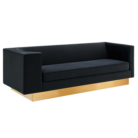 Oakestry Luxury Inspired Eminence Upholstered Performance Velvet Sofa Comfortable Indoor Sofa for Living Room Apartment Lounge Reception Area Premium Everyday Styling