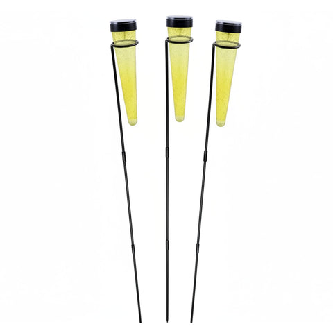 Oakestry Solar Powered Outdoor Landscape Lights Pack 3 Decorative Colored Yellow Garden Pathway Waterproof Automatic Dusk Dawn Energy Efficient LED