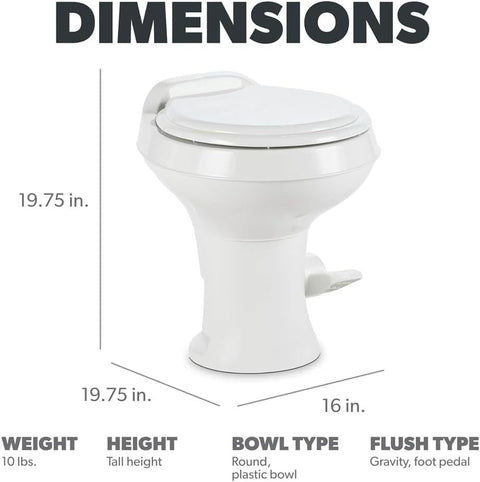 300 Series Gravity-flush Rv Toilet Home-like Comfort With Ergonomic Seat Durable