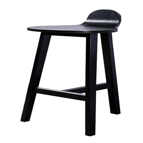 Oakestry Solid Wood Carpenter Joe Bar Stool Black Modern Counter Height Chair Easy to Assemble Kitchen Dining Seating Model, 16" D x 16" W x 32" H