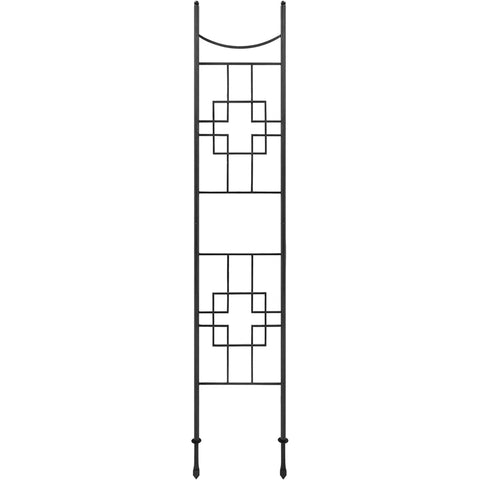 Square-On-Squares Slim Garden Trellis 96 Inch, Modern Wrought Iron Plant Support with Black Powder Coat, Modular Design