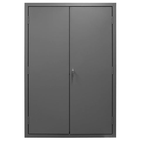 Oakestry Heavy Duty Cabinet 48 x 24 x 72 in 14 Gauge Steel 4 Adjustable Shelves Flush Doors Lockable Chrome Handle Gray Storage Cabinet