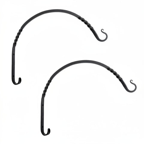 Oakestry 18 Inch Heavy Duty Arc Bracket 2 Pack Black Large Hanging Plant Hanger Forged Iron Wall Hook for Outdoor Garden
