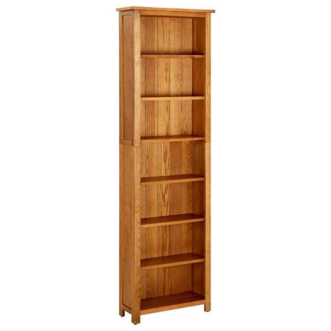 Oakestry 7-Tier Bookcase 23.6 in.x8.7 in.x78.7 in. Solid Oak Wood Elegant Home Organization Unit
