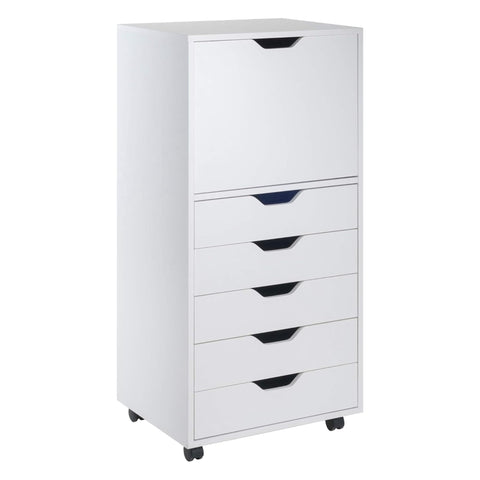 Oakestry Wood Halifax Storage Organization White Multipurpose Cabinet with Drawers for Home Office Bedroom and Living Room Functional Mobile Organizer