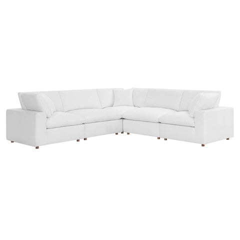 Oakestry Luxury Inspired Commix Down Filled Overstuffed 5 Piece 5-Piece Sectional Sofa Comfortable Indoor Sectional Sofa for Living Room Apartment Lounge Reception Area Everyday Premium Styling