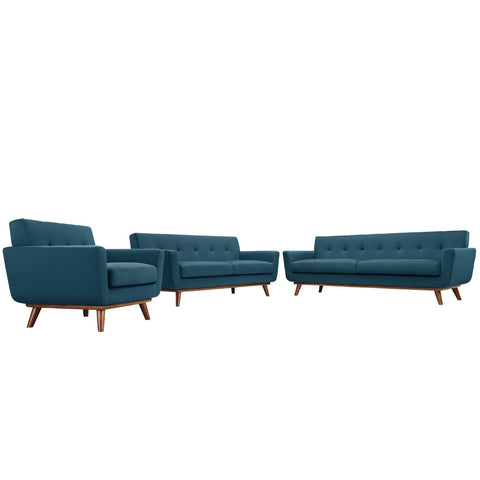 Oakestry Luxury Inspired Engage Sofa Loveseat and Armchair Set of 3 Comfortable Indoor Loveseat for Living Room Apartment Lounge Reception Area Premium Everyday Styling