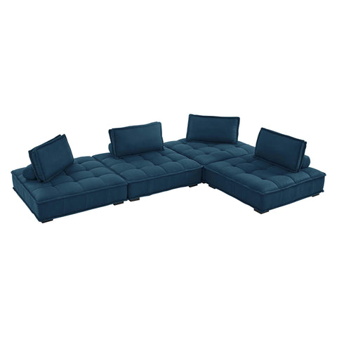 Oakestry Luxury Inspired Saunter Tufted Fabric Fabric 4-Piece Sectional Sofa Comfortable Indoor Sectional Sofa for Living Room Apartment Lounge Reception Area Premium Everyday Styling