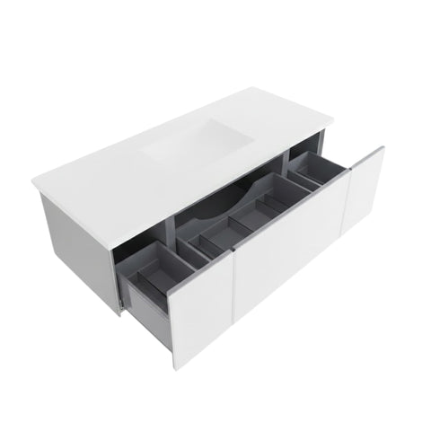 Oakestry Forty Eight Inch Nautical Blue Elite Bathroom Vanity Cabinet with Hidden Full Width Pull Out Drawer