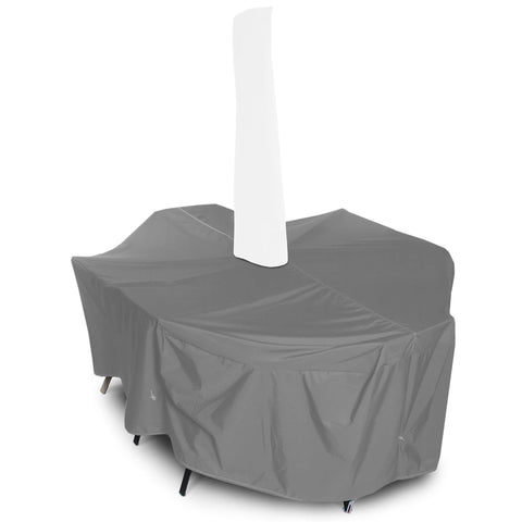 Oakestry Modern Weather Resistant Table Cover Outdoor Patio Garden Dining All-Season Fabric Oval/Rectangle Set w/Umbrella Hole - 140" x 80" x 36" Premium Durable Long Lasting Protection Charcoal