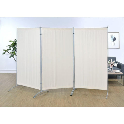 Oakestry Galaxy 3-Panel Indoor Room Divider Extra Wide Freestanding Privacy Screen Foldable Partition Wall Space Saving Decorative Panel for Home Office Bedroom Living Room, Beige