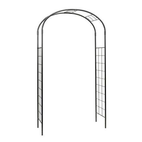 Oakestry Monet Arbor Wrought Iron Garden Arch Decorative Outdoor Entryway Trellis Landscape Structure Classic Yard Pathway Accent
