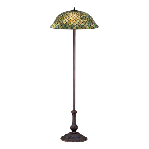Oakestry 63 inches H Tiffany Fishscale Floor Lamp Elegant Floor Lamp Stained Glass Lighting Decorative Home Living Room Bedroom Office Vintage Style Durable Build Ambient Light