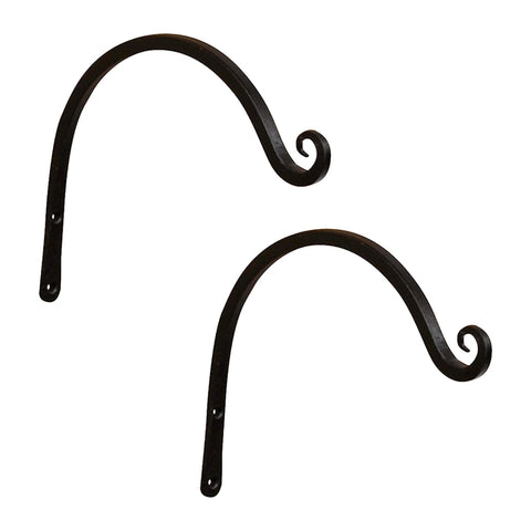 Oakestry Upcurled Bracket 8 Inch Two Pack Wall Mounted Hanging Brackets for Planters Lanterns Baskets Rustic Metal Decor Indoor Outdoor Garden Porch Patio Fence Support Display Holder Mount Set Strong