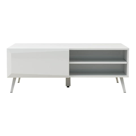 Oakestry 43" Rectangle Coffee Table Modern Gloss White Living Room Center Table, Sleek Contemporary Low Table for Home Décor, Durable Surface for Drinks, Books & Displays