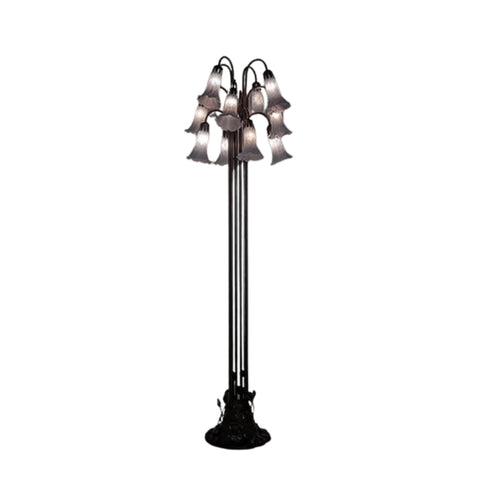 Oakestry 63 in. High Gray Tiffany Pond Lily 12 Light Floor Lamp Elegant Floor Lamp Stained Glass Lighting Decorative Home Living Room Bedroom Office Vintage Style Durable Build Ambient Light