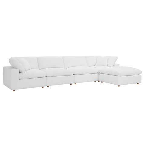 Oakestry Luxury Inspired Commix Down Filled Overstuffed 5 Piece Sectional Sofa Set Comfortable Indoor Sectional Sofa for Living Room Apartment Lounge Reception Area Everyday Premium Styling