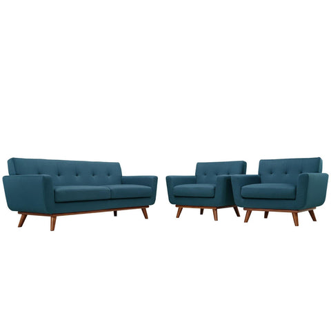 Oakestry Luxury Inspired Engage Armchairs and Loveseat Set of 3 Comfortable Indoor Loveseat for Living Room Apartment Lounge Reception Area Premium Everyday Styling