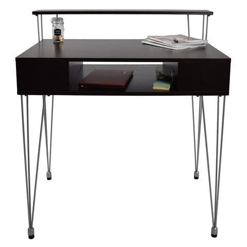 Oakestry Marcus Jr. Desk Ebony 3-Compartment Shelving Modern Home Office Workstation Space-Saving Computer Table 40" x 24" x 38", (Model CD17022)