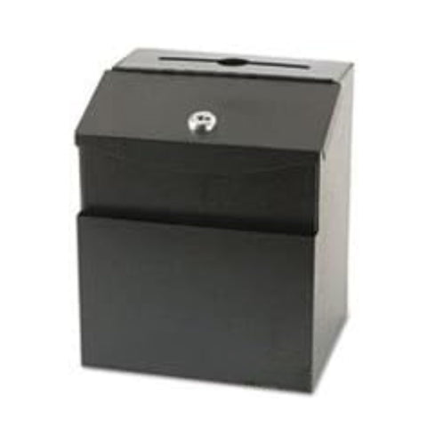 Oakestry Lockable Steel Suggestion Box Black Secure Feedback and Comment Collection Box with Keyed Lock Durable Wall Mount Design for Office School Business and Events