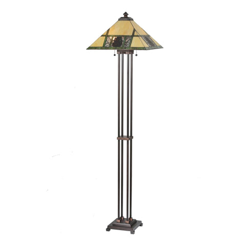 Oakestry 63Inch High Pinecone Ridge Floor Lamp Elegant Floor Lamp Stained Glass Lighting Decorative Home Living Room Bedroom Office Vintage Style Durable Build Ambient Light