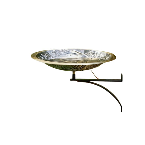 Oakestry Three Hares Birdbath with Wall Mount Bracket, 18" Solid Brass Antique Finish Bird Bath, Outdoor Mounted Birdbath for Porch, Deck, Fence & Garden