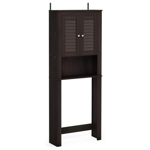 Oakestry Vertical Bathroom Organizer Cabinet in Dark Wood Finish with Airflow Panel Doors for Over Commode Use (Espresso)