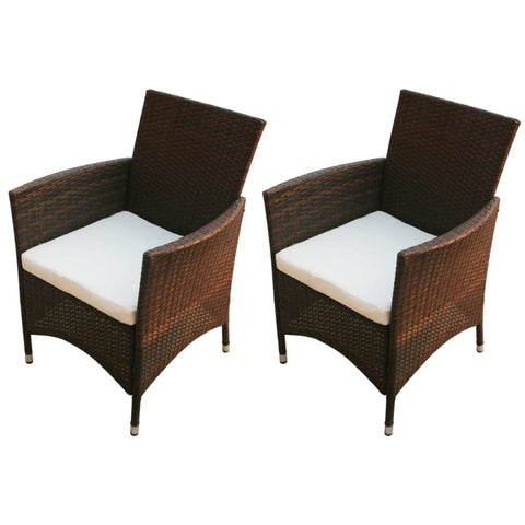 Oakestry Garden Chair Set of 2 Brown, Cream White – Outdoor Patio Seating, Weather Resistant Furniture