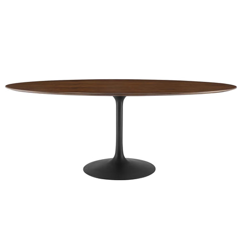 Oakestry Lippa 78" Oval Walnut Wood Dining Table with Pedestal Base