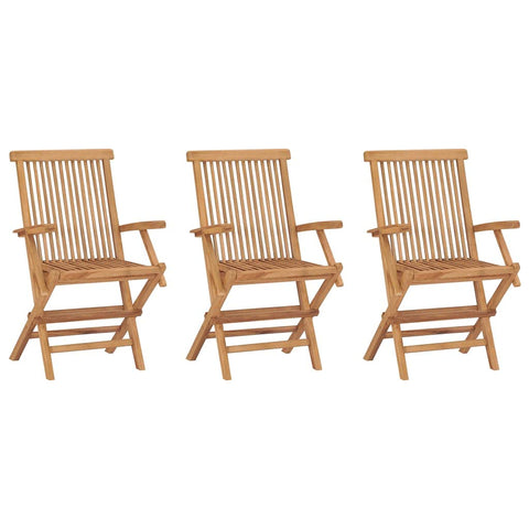 Oakestry Garden Chair Set of 3 Teak Brown Teak Wood Medium Foldable – Outdoor Patio Seating, Weather Resistant Furniture