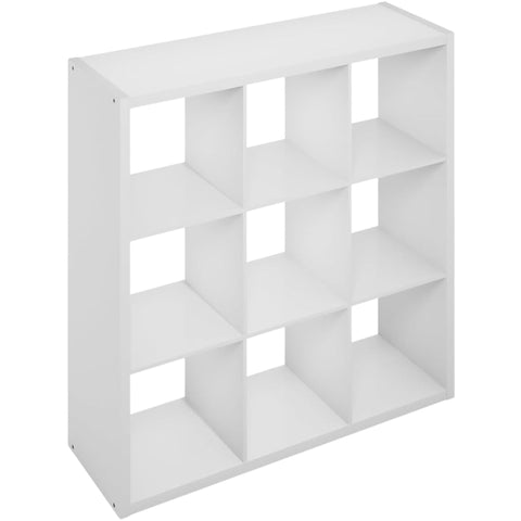 Oakestry Simple Open Back Cube Storage Organizer, 9-Cube Standing Shelf, White Composite Wood Bookcase for Home, Office & Bedroom