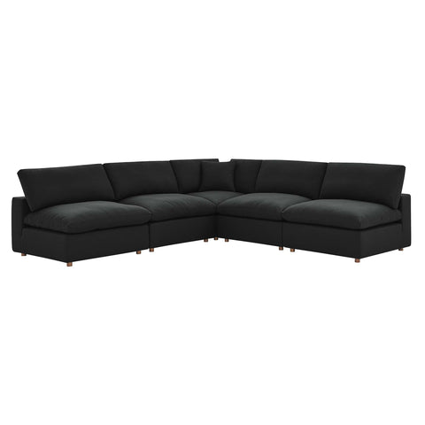 Oakestry Luxury Inspired Commix Down Filled Overstuffed 5-Piece Armless Sectional Sofa Comfortable Indoor Sectional Sofa for Living Room Apartment Lounge Reception Area Premium Everyday Styling