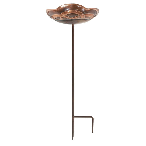 Oakestry Dara Knot Birdbath Stake Decorative Outdoor Garden Water Bowl Artistic Pattern Design Ground Support Durable Construction Garden Accent Weather Resistant Long Lasting Outdoor Use