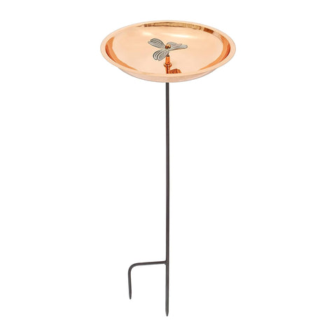 Oakestry Dogwood Birdbath Stake Decorative Outdoor Garden Water Bowl Floral Inspired Design Ground Insert Stable Support Durable Build Backyard Garden Accent Weather Resistant Long Lasting