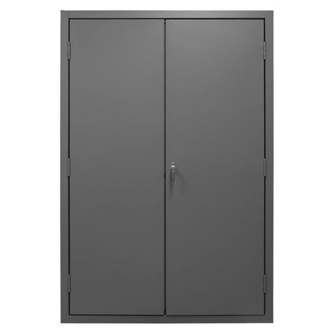 Oakestry Heavy Duty Cabinet 48 x 24 x 78 in 14 Gauge Steel 4 Adjustable Shelves Flush Doors Lockable Chrome Handle Gray Storage Cabinet