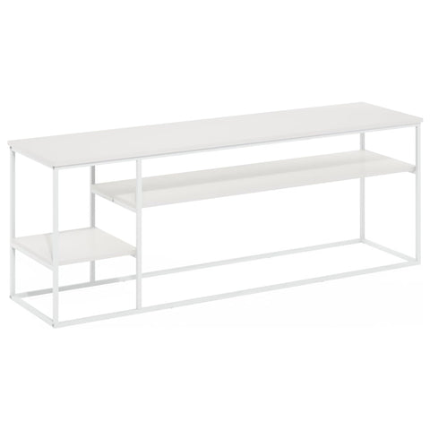 Oakestry Solid White Modern Lifestyle Entertainment Console with Clean Finish and Spacious Media Organization for Contemporary Living Rooms