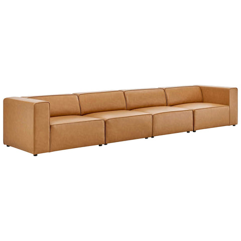 Oakestry Luxury Inspired Mingle Vegan Leather 4-Piece Sectional Sofa Comfortable Indoor Sectional Sofa for Living Room Apartment Lounge Reception Area Premium Everyday Styling