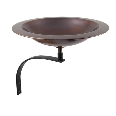 Oakestry Wall Mount Bracket Birdbath Antique Copper Outdoor Garden Decorative Wildlife Water Bowl Patio Balcony Fence