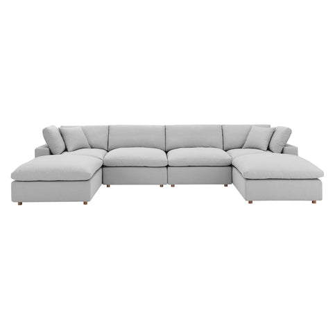 Oakestry Luxury Inspired Commix Down Filled Overstuffed 6-Piece Sectional Sofa Comfortable Indoor Sectional Sofa for Living Room Apartment Lounge Reception Area Premium Daily Styling