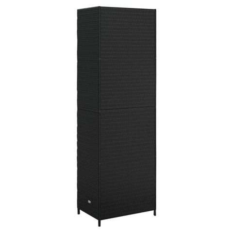 vidaXL Garden Storage Cabinet Black 23.2 in.x15.7 in.x70.9 in. Poly Rattan