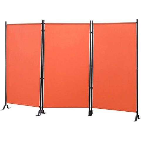 Oakestry Galaxy Water-Repellent Fabric Room Divider Indoor Outdoor Privacy Screen Freestanding Partition with Black Metal Frame Foldable Space-Saving Panel for Home Office Patio Balcony, Orange