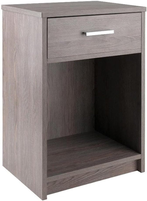 Oakestry Rennick Accent Table in Ash Gray – Contemporary Side Table with Drawer and Open Cabinet for Bedroom, Living Room, Den, or Home Office Storage