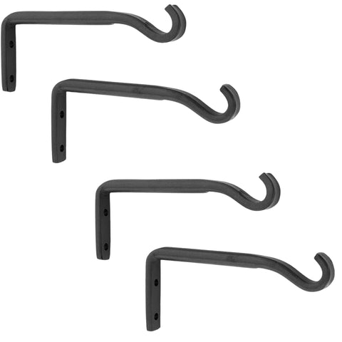 Trellis Wall Brackets 5.25 Inch, Black Wrought Iron Mounting Brackets for Garden Trellises, Includes Stainless Steel Screws (2-Pair)