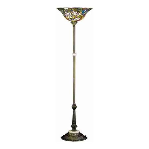 Oakestry 68InchH Tiffany Rosebush Torchiere Elegant Floor Lamp Stained Glass Lighting Decorative Home Living Room Bedroom Office Vintage Style Durable Build Ambient Light