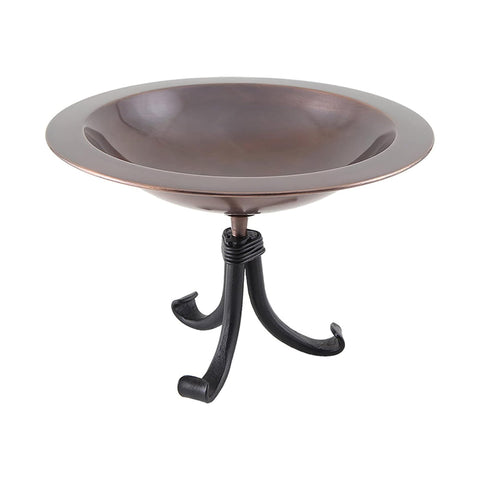 Oakestry Tripod Stand Birdbath Antique Copper Outdoor Garden Patio Lawn Decorative Wildlife Feeder Rustic Vintage Style Durable Metal Bowl Accent Water Basin with Stable Three Leg Base
