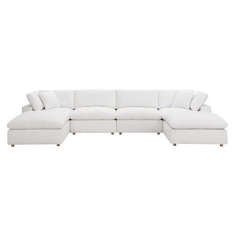 Oakestry Luxury Inspired Commix Down Filled Overstuffed 6-Piece Sectional Sofa Comfortable Indoor Sectional Sofa for Living Room Apartment Lounge Reception Area Everyday Premium Styling