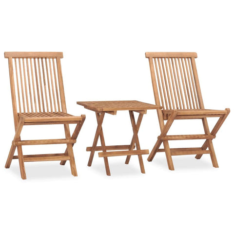 Oakestry 3-Piece Folding Outdoor Dining Set Teak Brown Solid Teak Wood