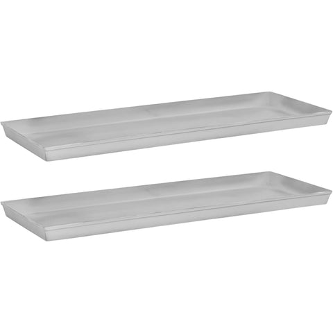 Oakestry Medium Galvanized Steel Planter Trays Set of 2, 22.25" Rectangular Plant Drip Trays for Indoor Outdoor Use, Water Catcher for Pots